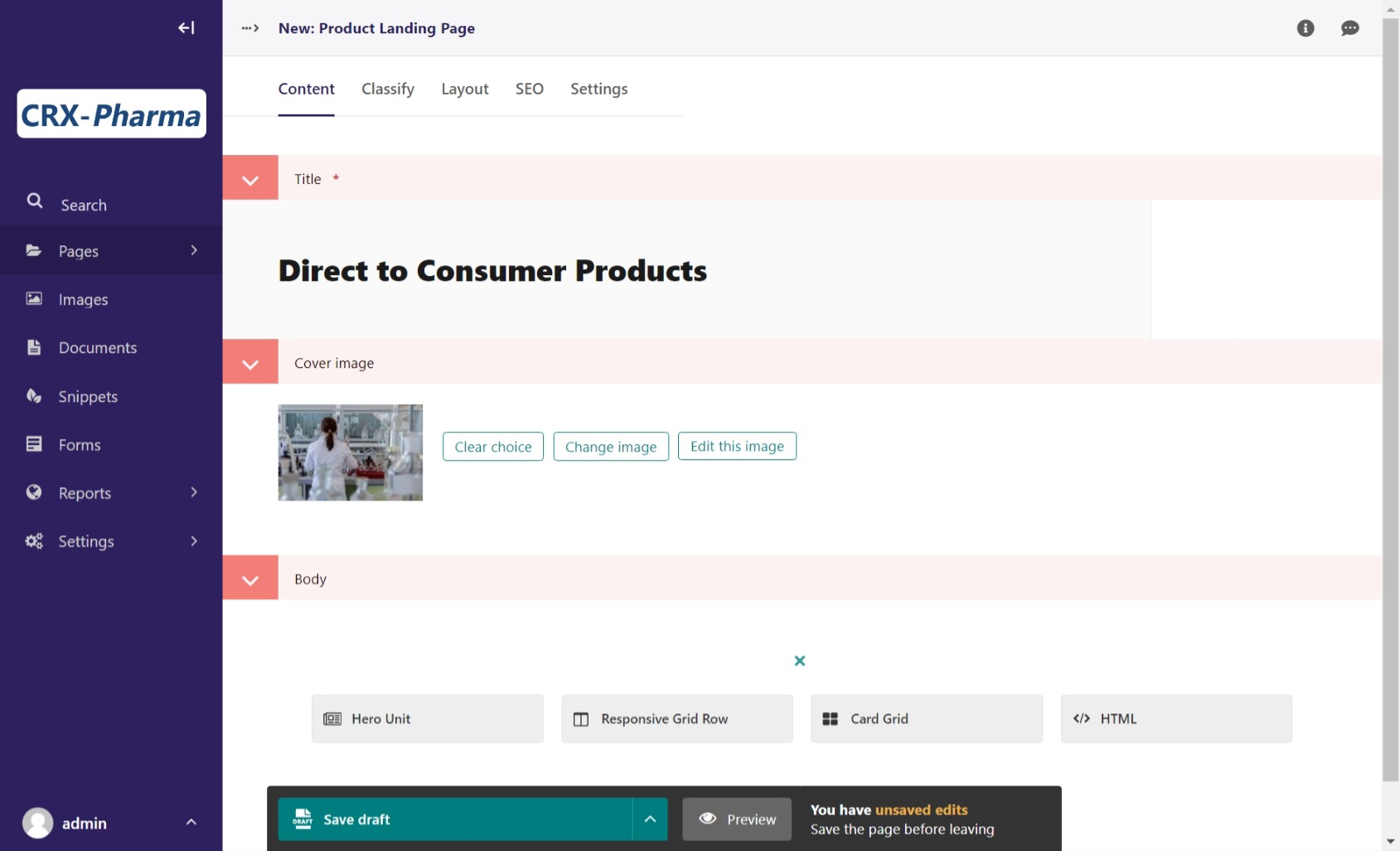 product landing page editor