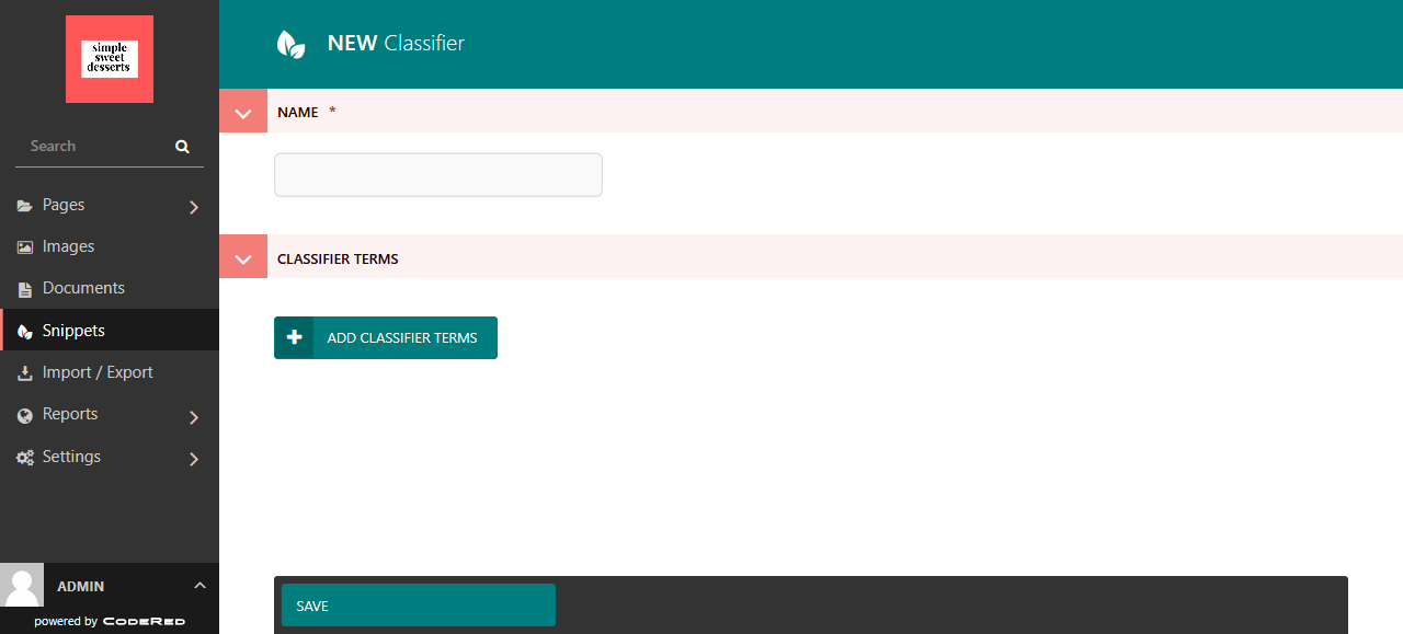 Screen for adding a new Classifier.
